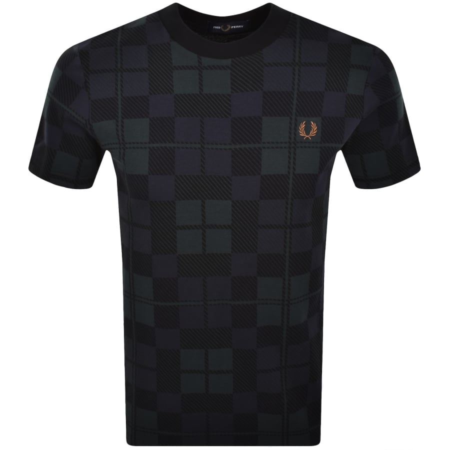 Image number 1 for Fred Perry Tartan Jacquard T Shirt Black