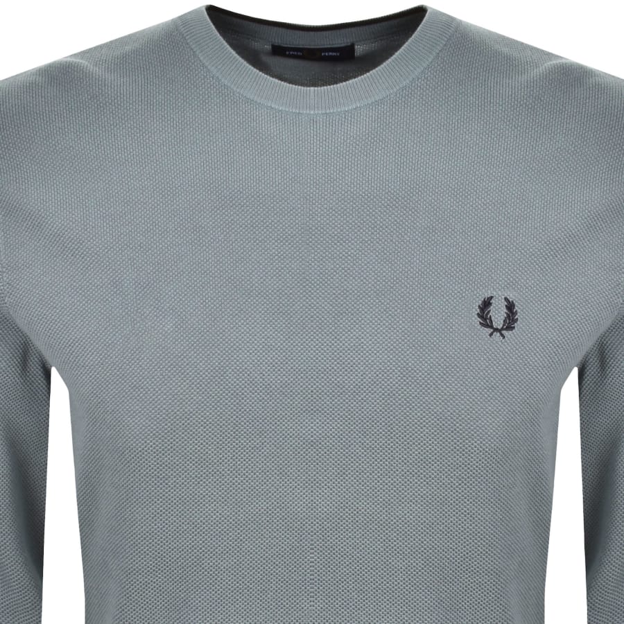 Image number 2 for Fred Perry Pique Stitch Jumper Stockport Blue