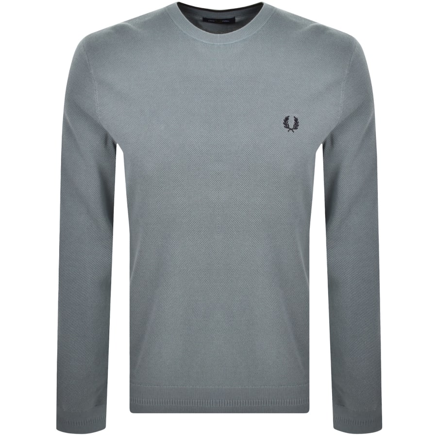 Image number 1 for Fred Perry Pique Stitch Jumper Stockport Blue