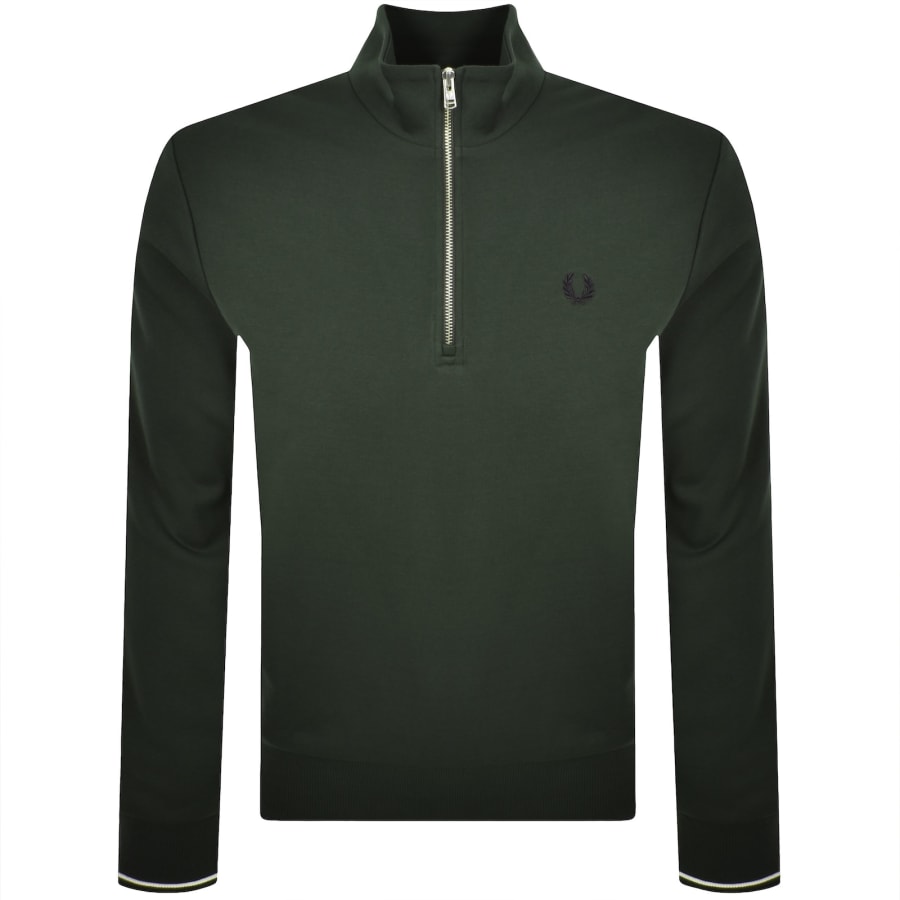 Image number 1 for Fred Perry Half Zip Sweatshirt Court Green