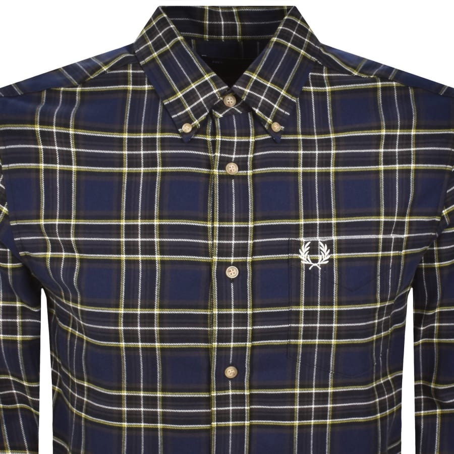Image number 2 for Fred Perry Tartan Twill Shirt French Navy