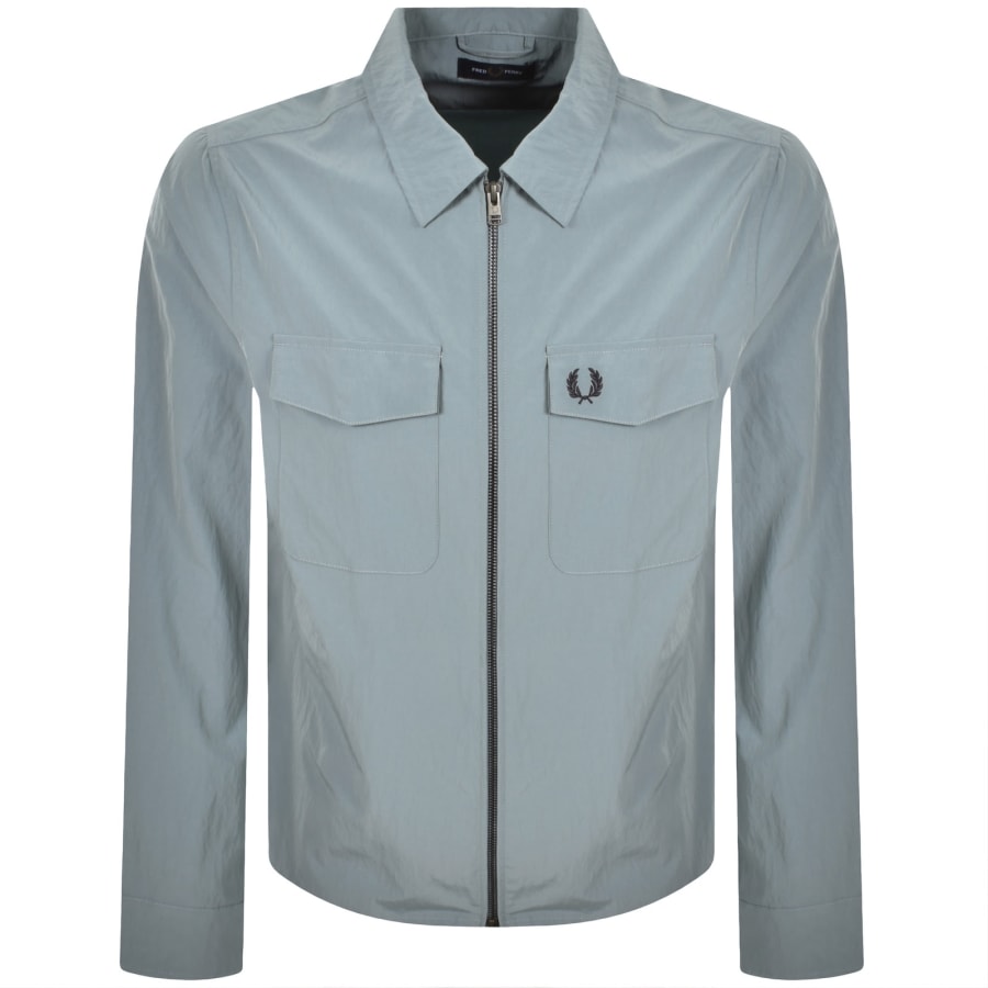 Image number 1 for Fred Perry Zip Pocket Overshirt Stockport Blue