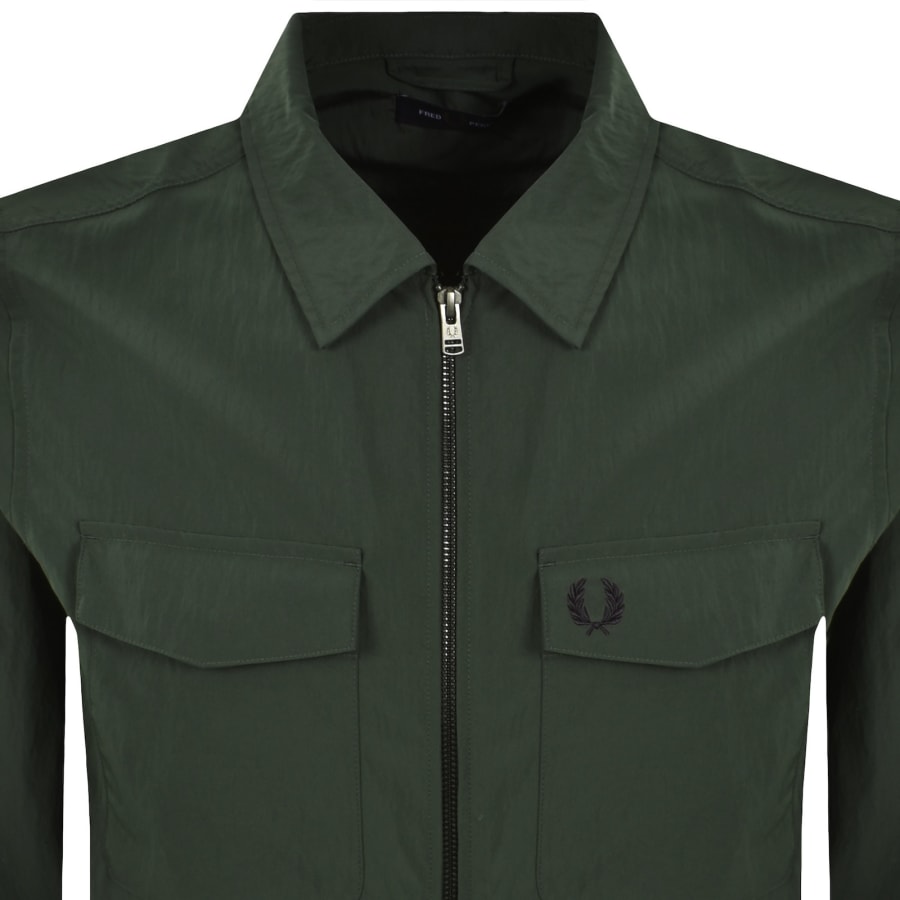Image number 2 for Fred Perry Zip Pocket Overshirt Court Green