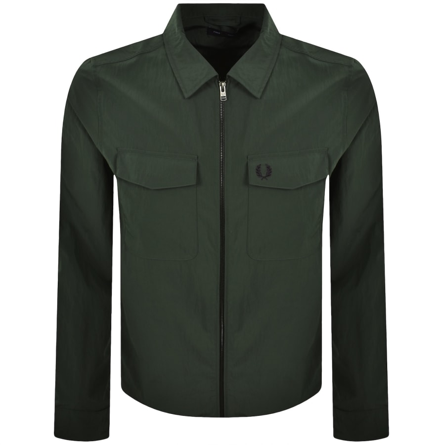 Image number 1 for Fred Perry Zip Pocket Overshirt Court Green