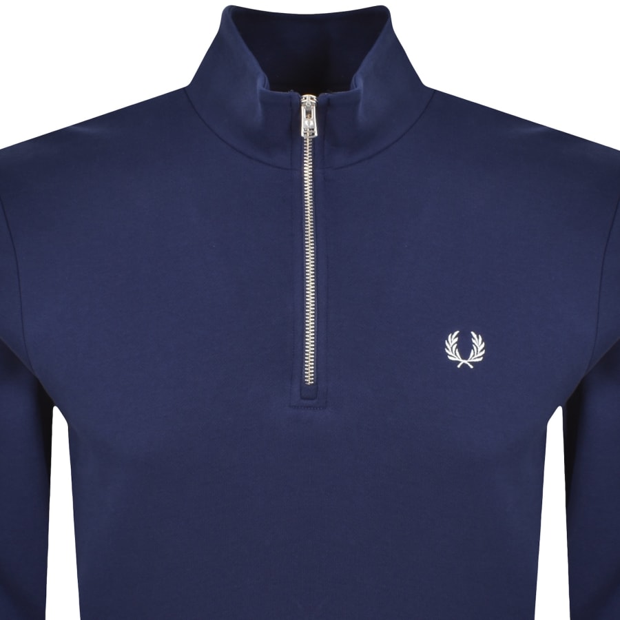 Image number 2 for Fred Perry Half Zip Sweatshirt French Navy