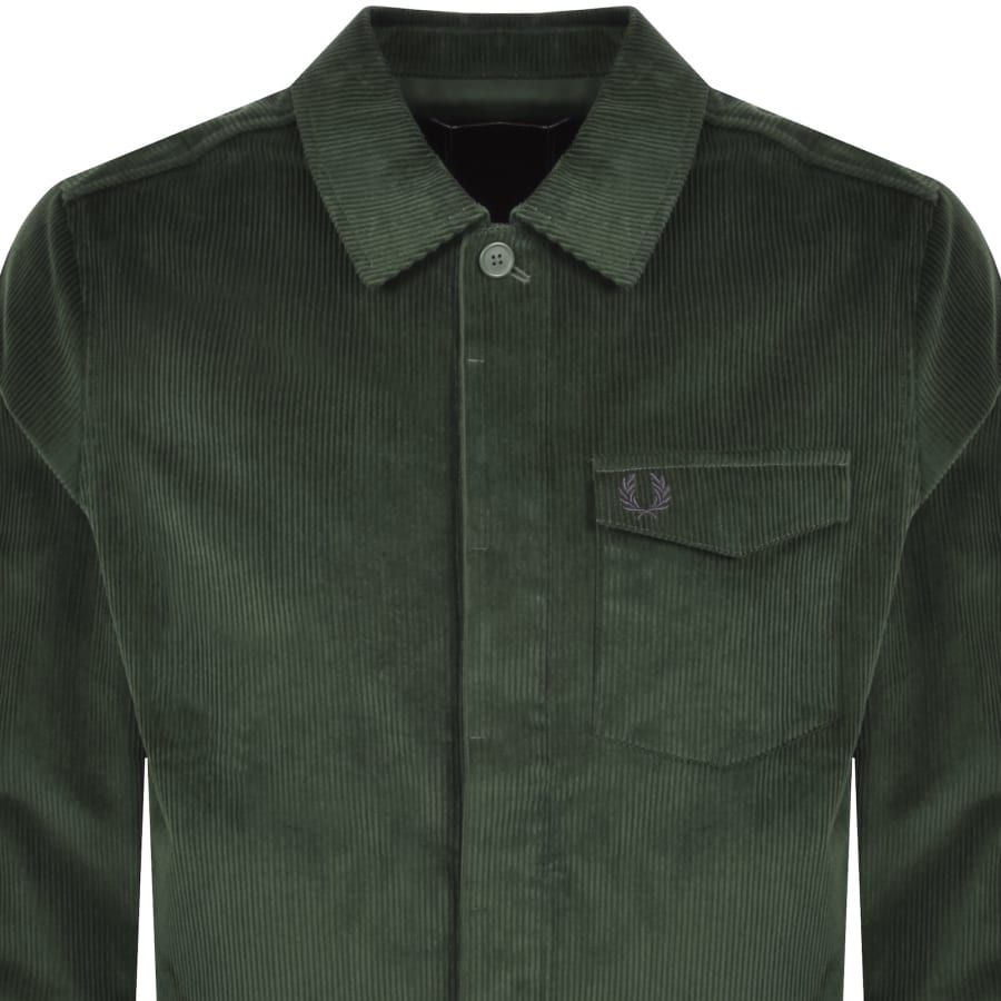 Image number 2 for Fred Perry Corduroy Overshirt Court Green
