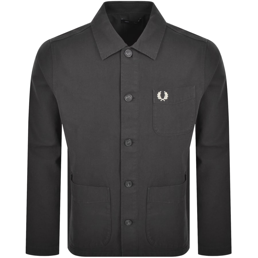 Image number 1 for Fred Perry Canvas Overshirt Anchor Grey