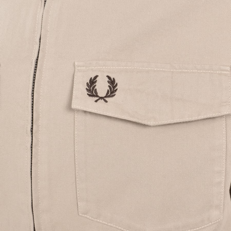 Image number 3 for Fred Perry Twill Zip Through Overshirt Warm Oat