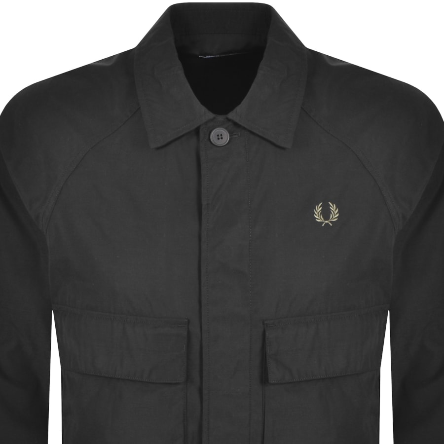 Image number 2 for Fred Perry Raglan Utility Overshirt Black