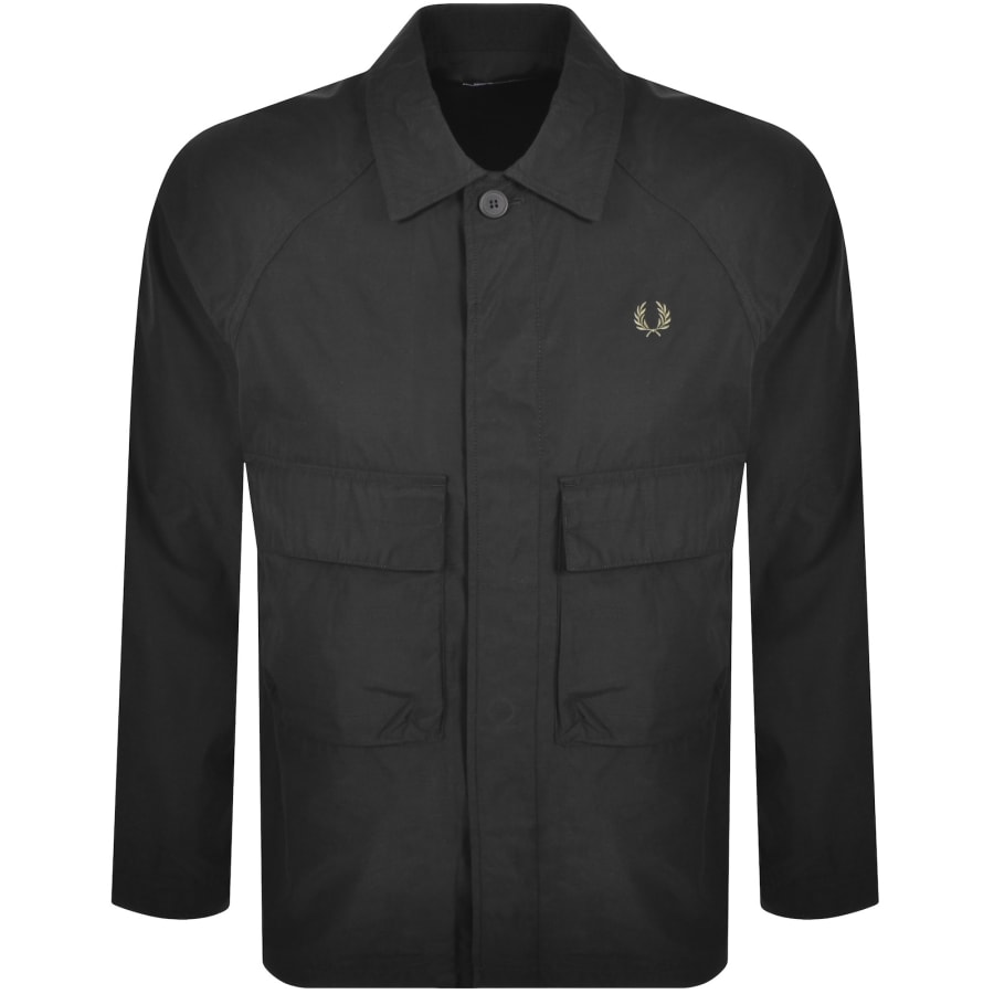 Image number 1 for Fred Perry Raglan Utility Overshirt Black