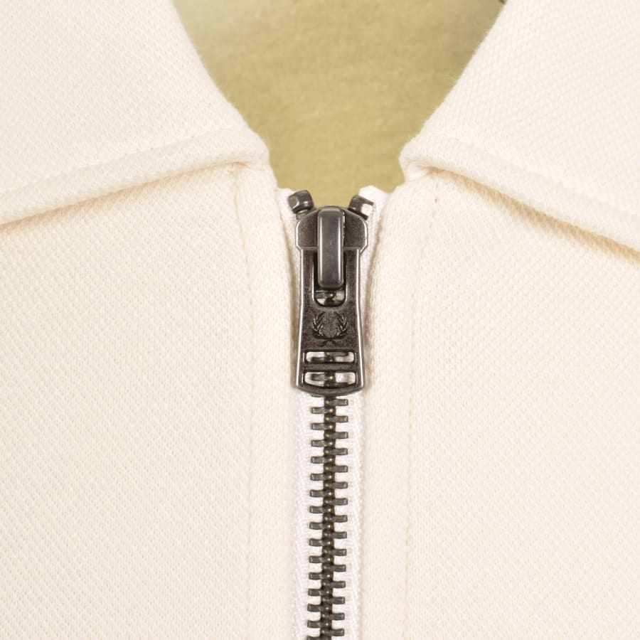 Image number 4 for Fred Perry Zip Through Collared Sweatshirt Ecru