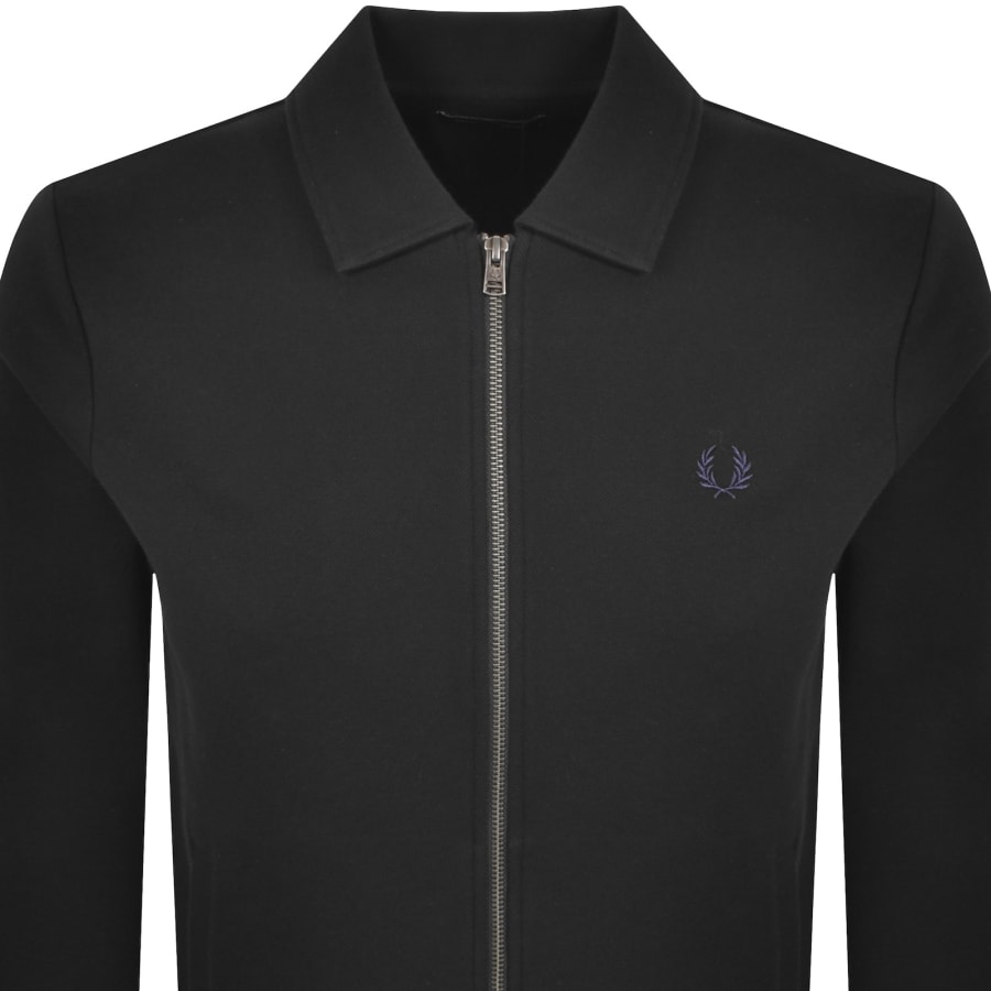 Image number 2 for Fred Perry Zip Through Collared Sweatshirt Black