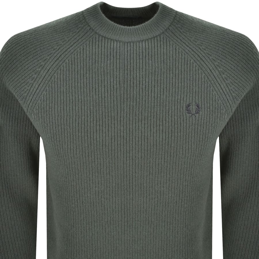 Image number 2 for Fred Perry Lambswool Jumper Court Green
