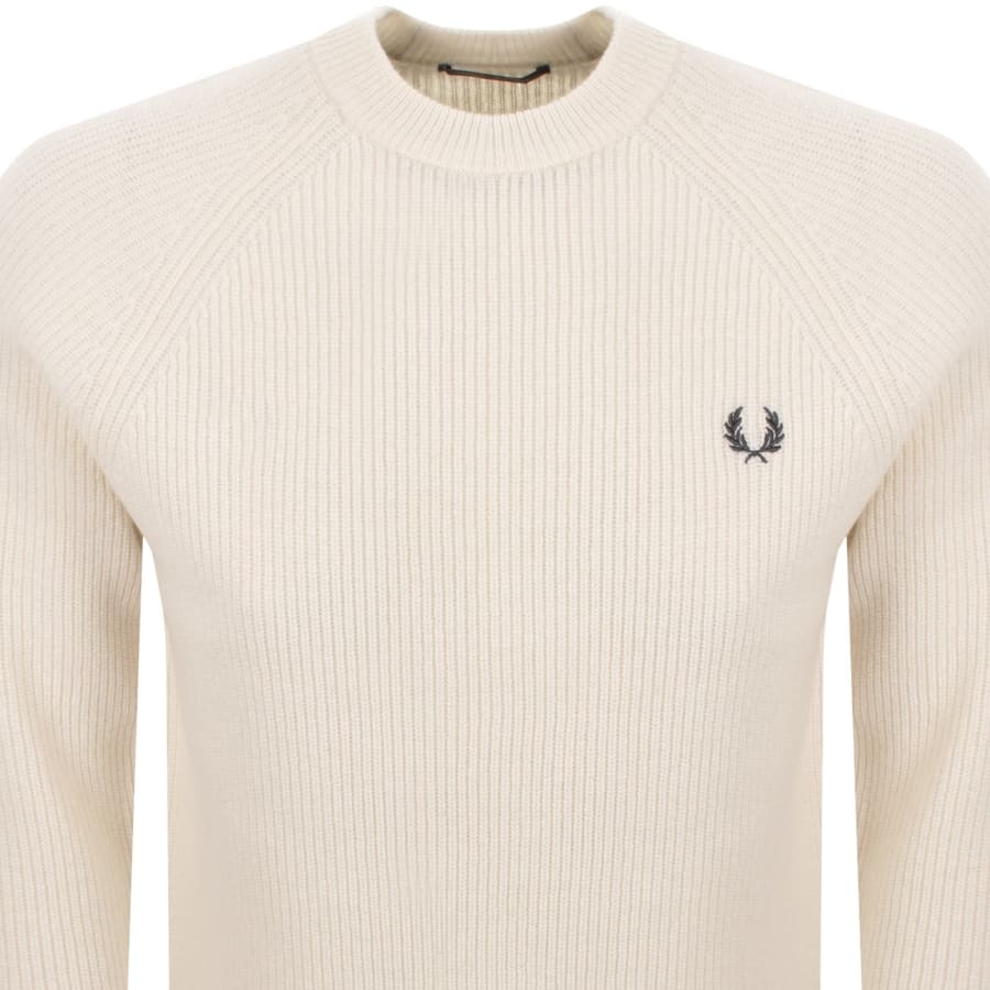 Image number 2 for Fred Perry Lambswool Jumper Ecru
