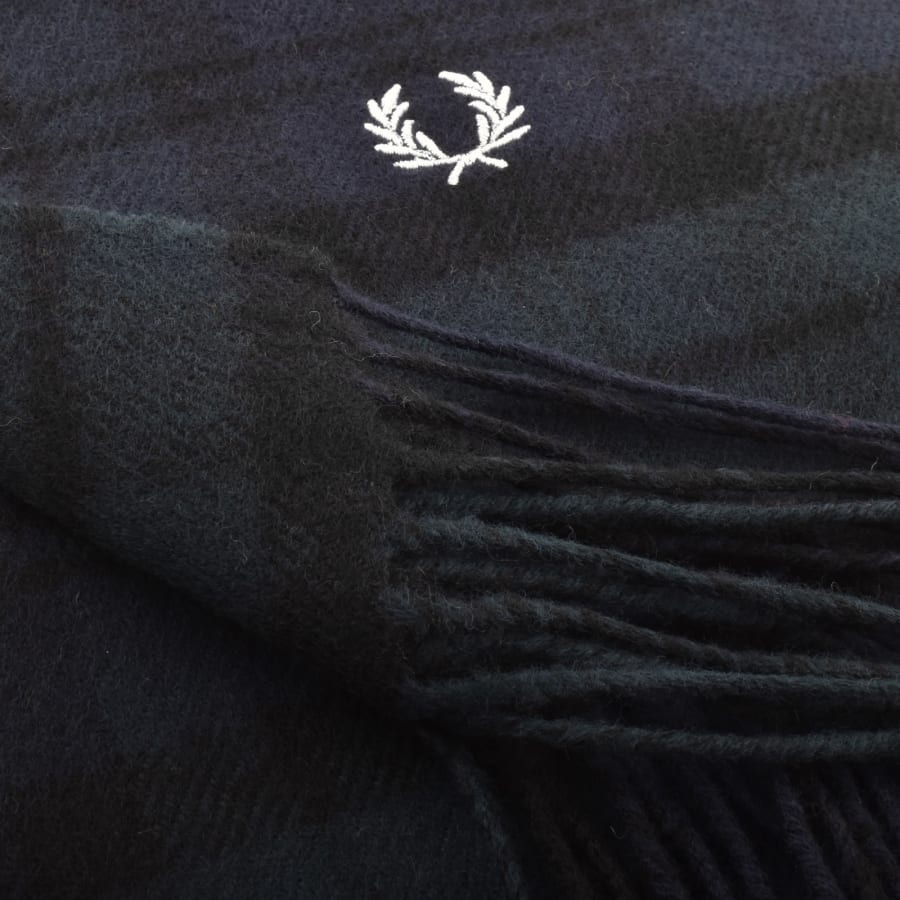 Image number 4 for Fred Perry Lambswool Tartan Scarf Black