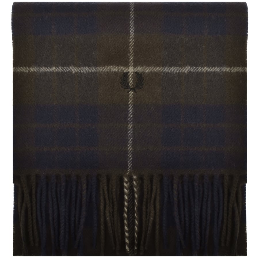 Image number 1 for Fred Perry Lambswool Tartan Scarf Brown