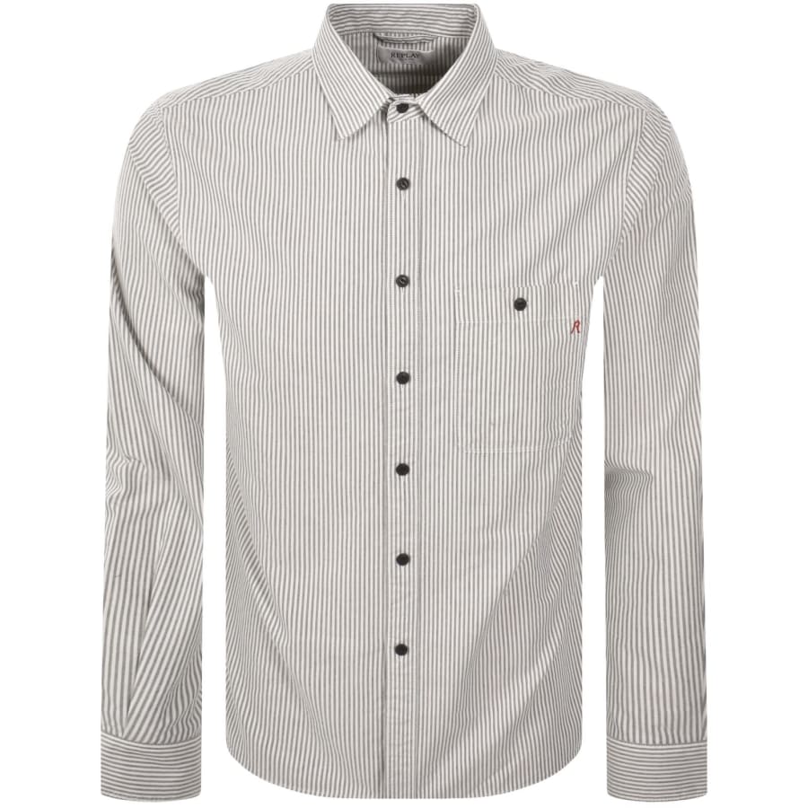 Image number 1 for Replay Striped Shirt Creamy White
