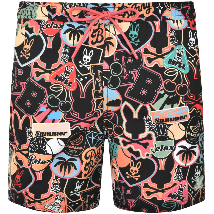 Image number 1 for Psycho Bunny Marco Print Swim Shorts Black