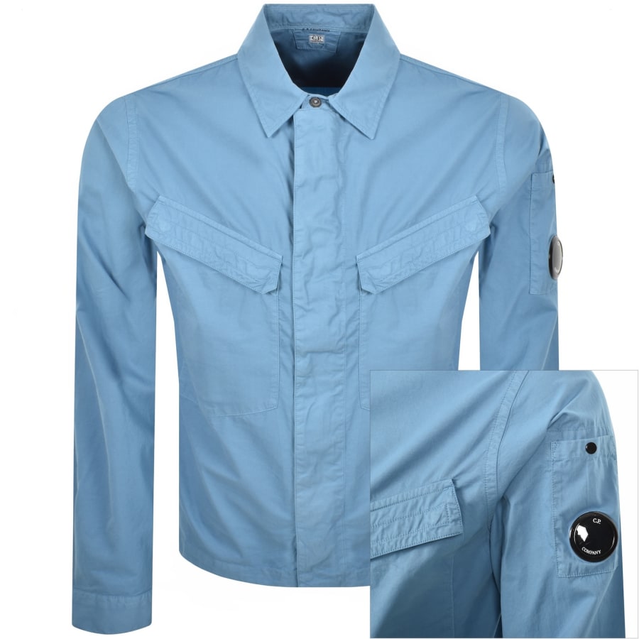 Image number 1 for CP Company Gabardine Overshirt Blue