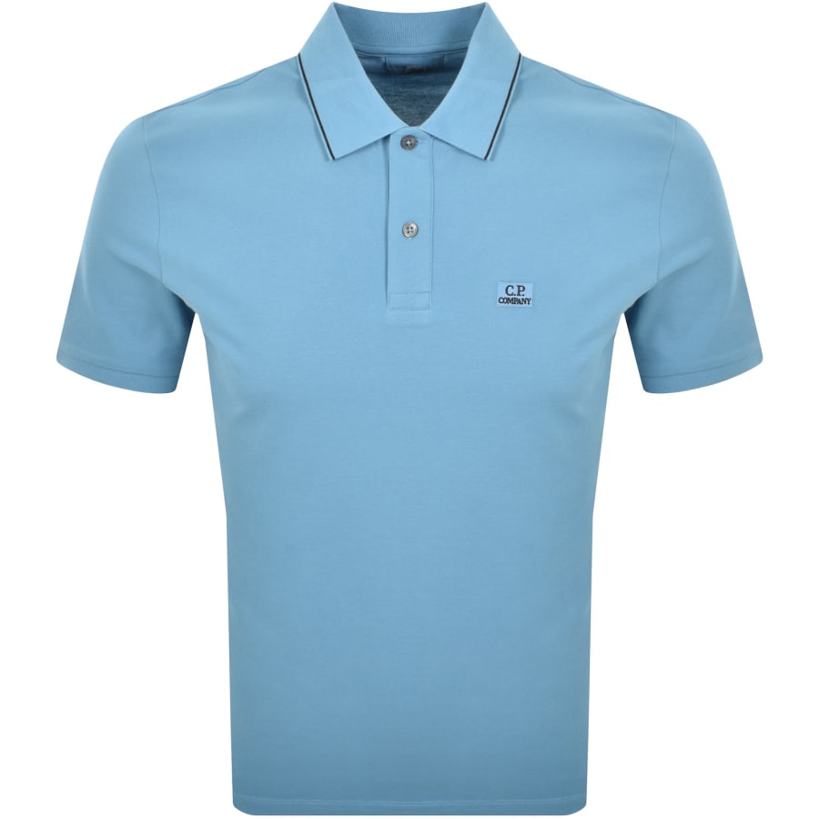 Image number 1 for CP Company Tipped Polo T Shirt Aegean Blue