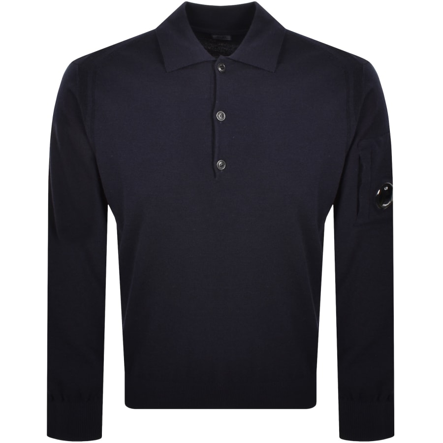 Image number 2 for CP Company Wool Knit Polo Total Eclipse