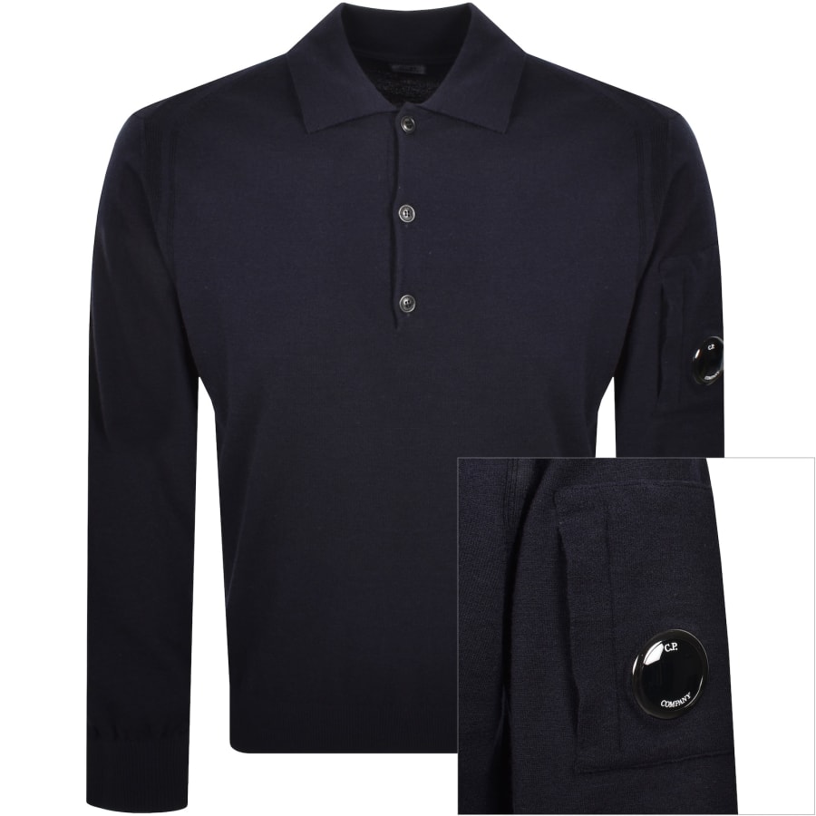 Image number 1 for CP Company Wool Knit Polo Total Eclipse