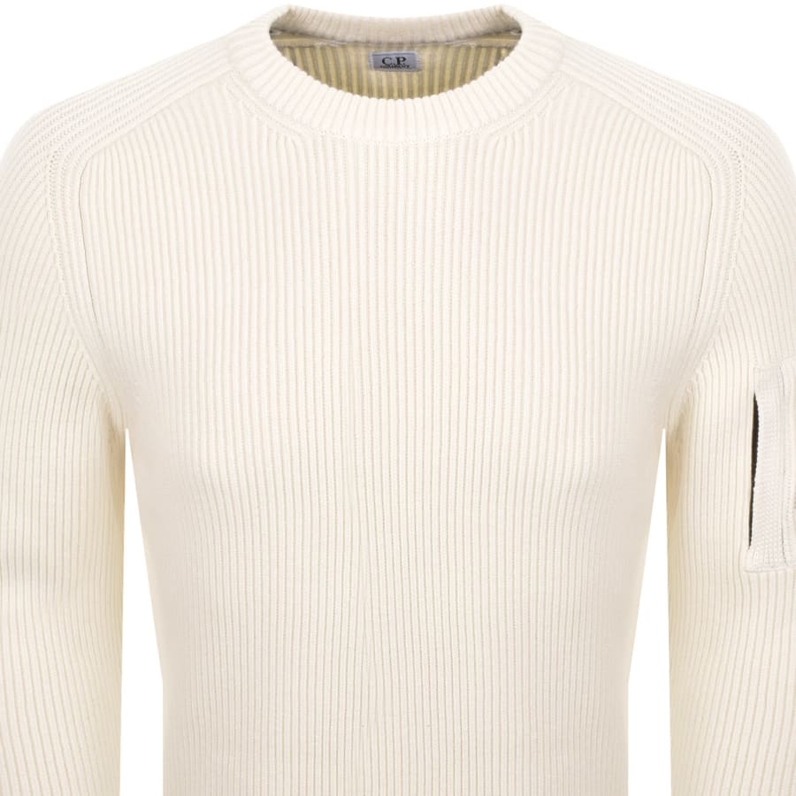 Image number 3 for CP Company Rib Knit Jumper Gauze White