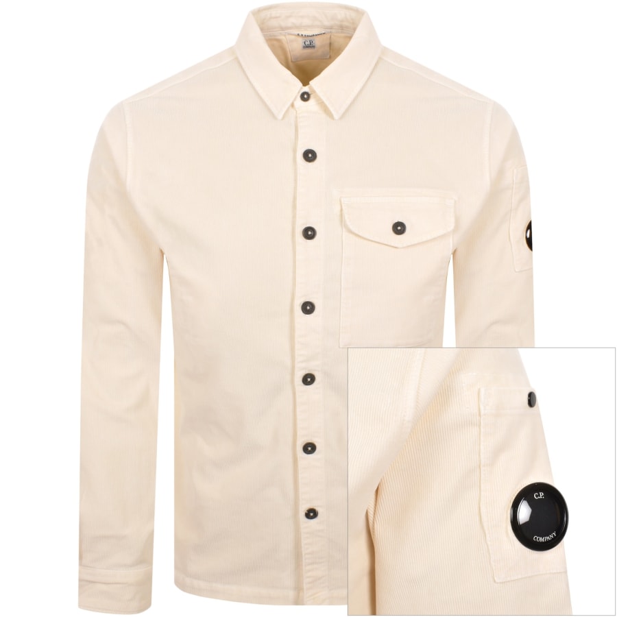 Image number 1 for CP Company Corduroy Long Sleeved Shirt Cream