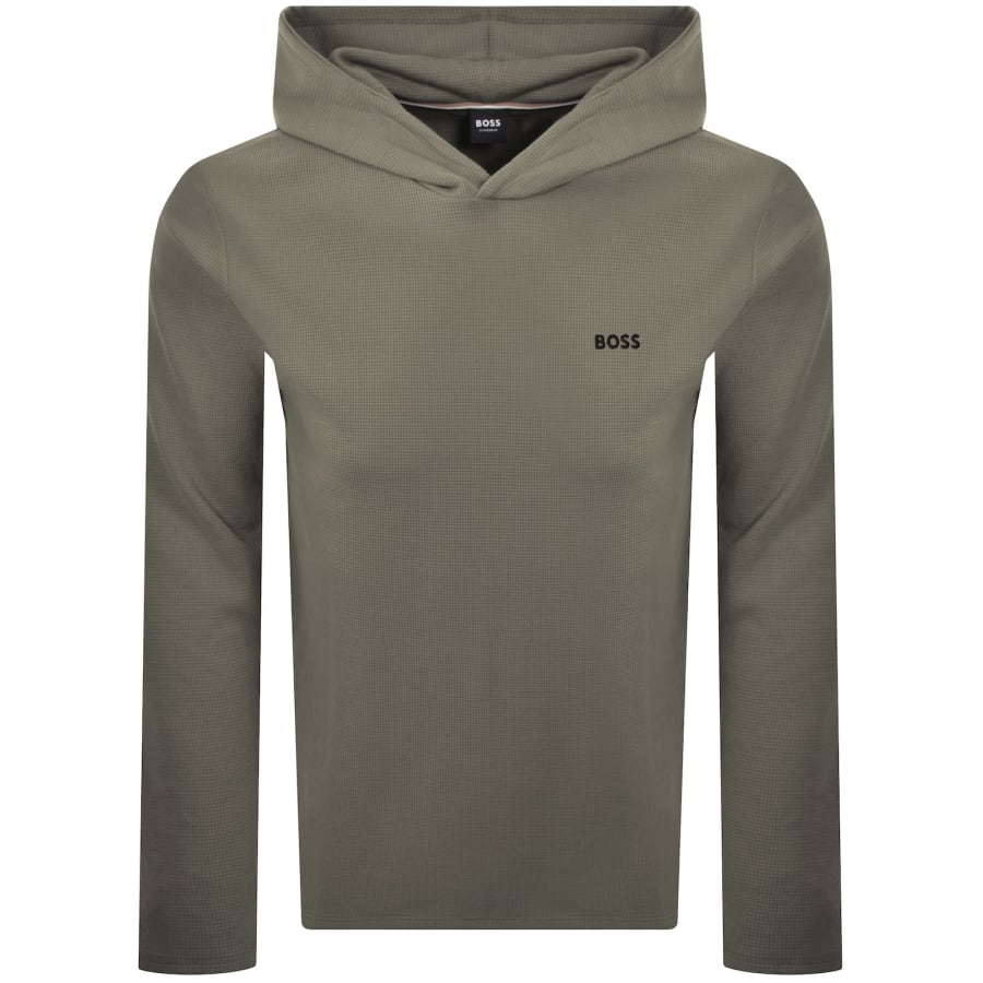 Image number 1 for BOSS Waffle Hooded T Shirt Open Brown