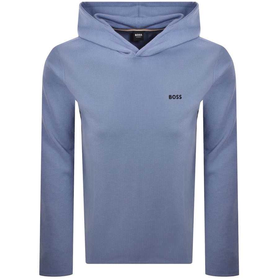 Image number 1 for BOSS Waffle Hooded T Shirt Light Pastel Blue