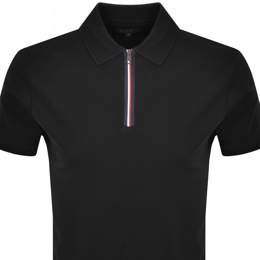 Image number 2 for Tommy Hilfiger Interlock Zip Polo T Shirt Black