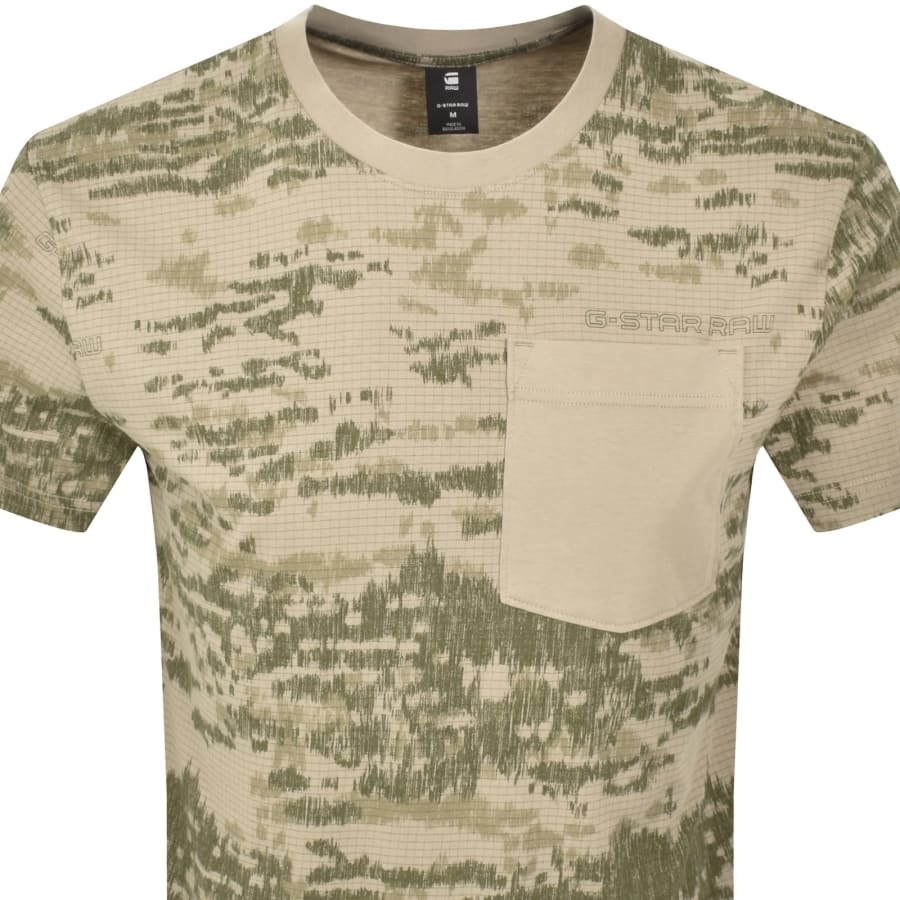 Image number 2 for G-Star Camo Pocket Logo T Shirt Khaki