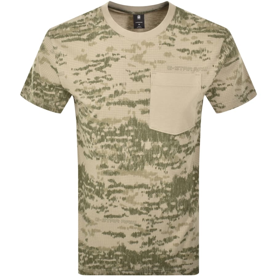 Image number 1 for G-Star Camo Pocket Logo T Shirt Khaki