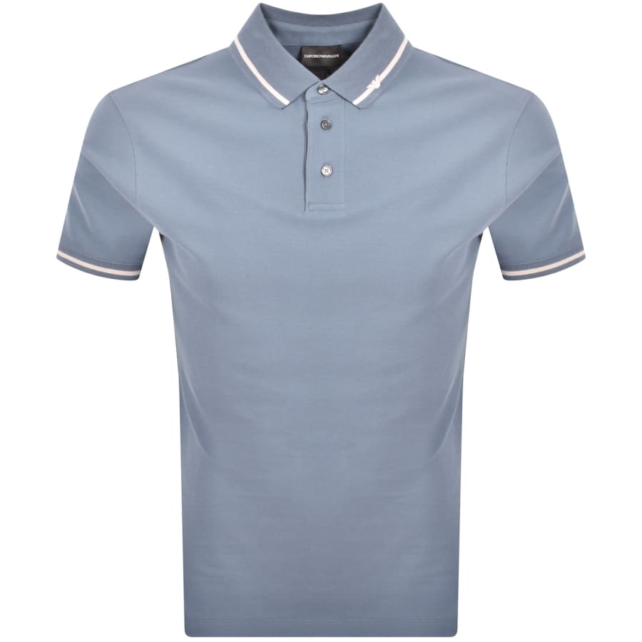 Image number 1 for Emporio Armani Tipped Polo T Shirt Blue