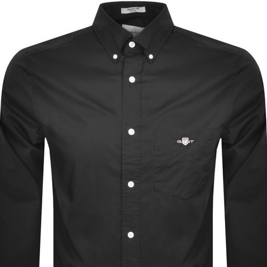 Image number 2 for Gant Poplin Long Sleeved Shirt Black