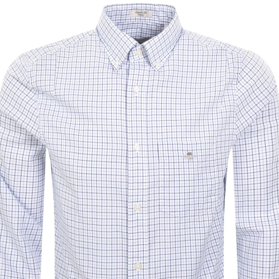 Image number 2 for Gant Poplin Micro Long Sleeved Shirt Blue