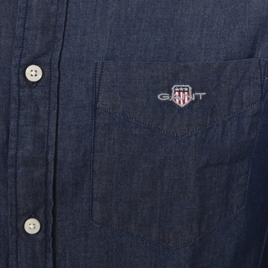 Image number 3 for Gant Regular Indigo Long Sleeved Shirt Navy