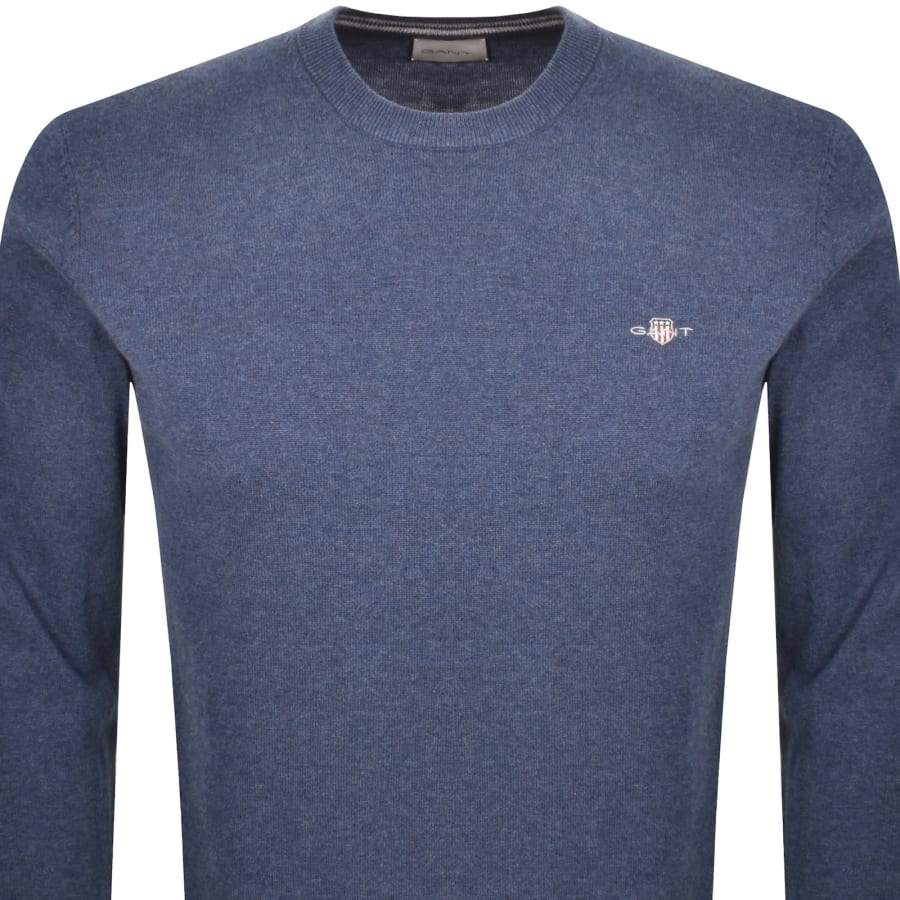 Image number 2 for Gant Crew Neck Knit Jumper Blue