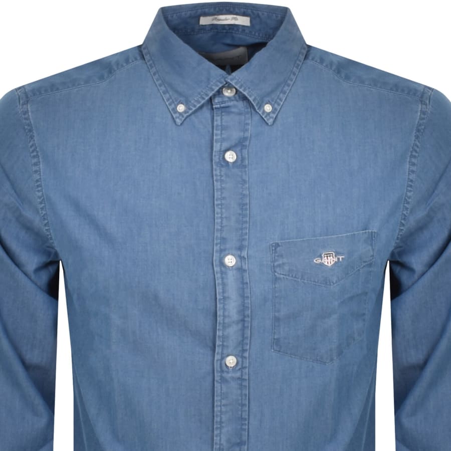 Image number 2 for Gant Regular Fit Indigo Shirt Light Blue