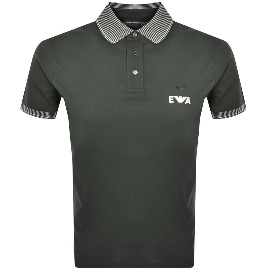 Image number 1 for Emporio Armani Tipped Polo T Shirt Black Ink Green