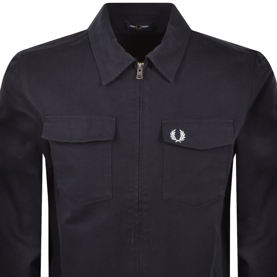 Image number 2 for Fred Perry Zip Overshirt Navy