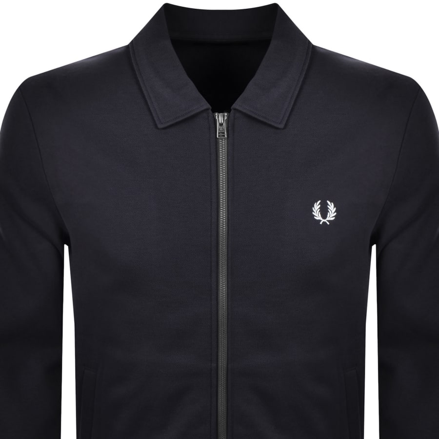 Image number 2 for Fred Perry Zip Through Collared Sweatshirt Navy