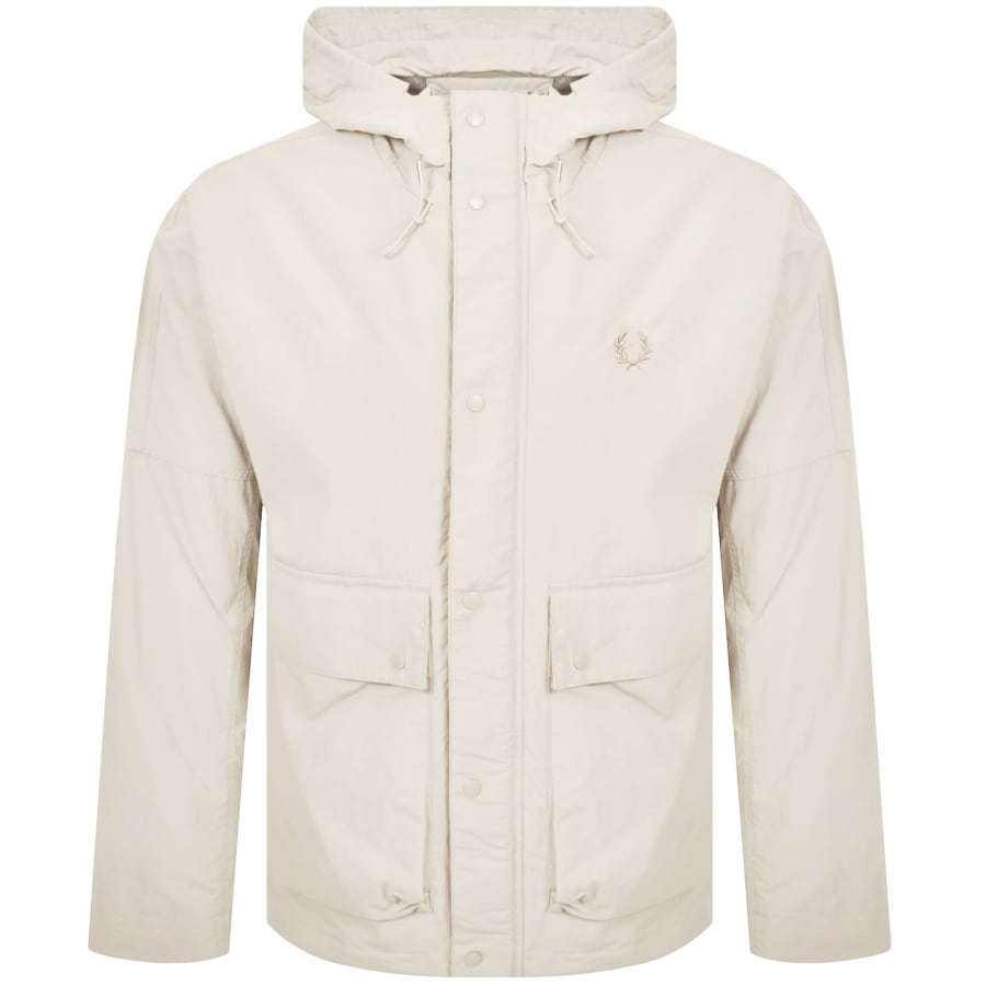 Image number 1 for Fred Perry Cropped Ripstop Parka Jacket Ecru