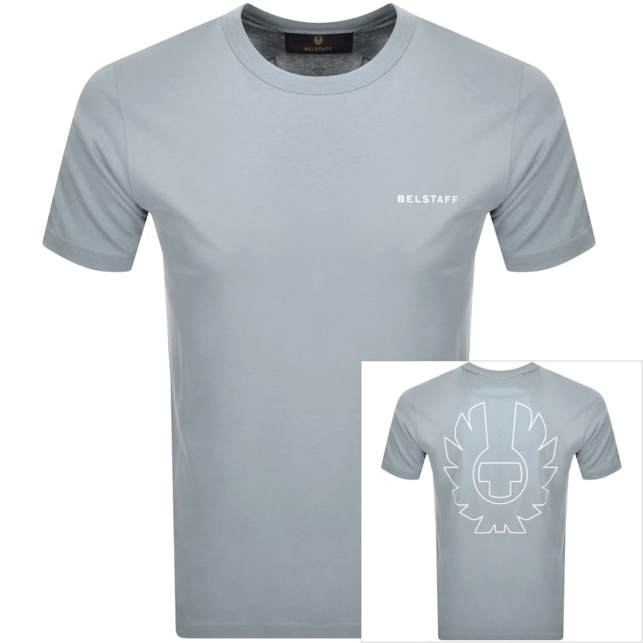 Image number 1 for Belstaff Relaxed Fit Border T Shirt Quarry Blue