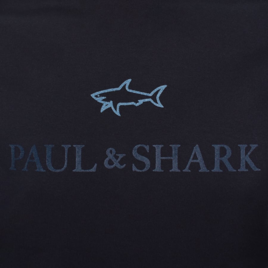 Image number 3 for Paul And Shark Printed Logo T Shirt Navy Blue