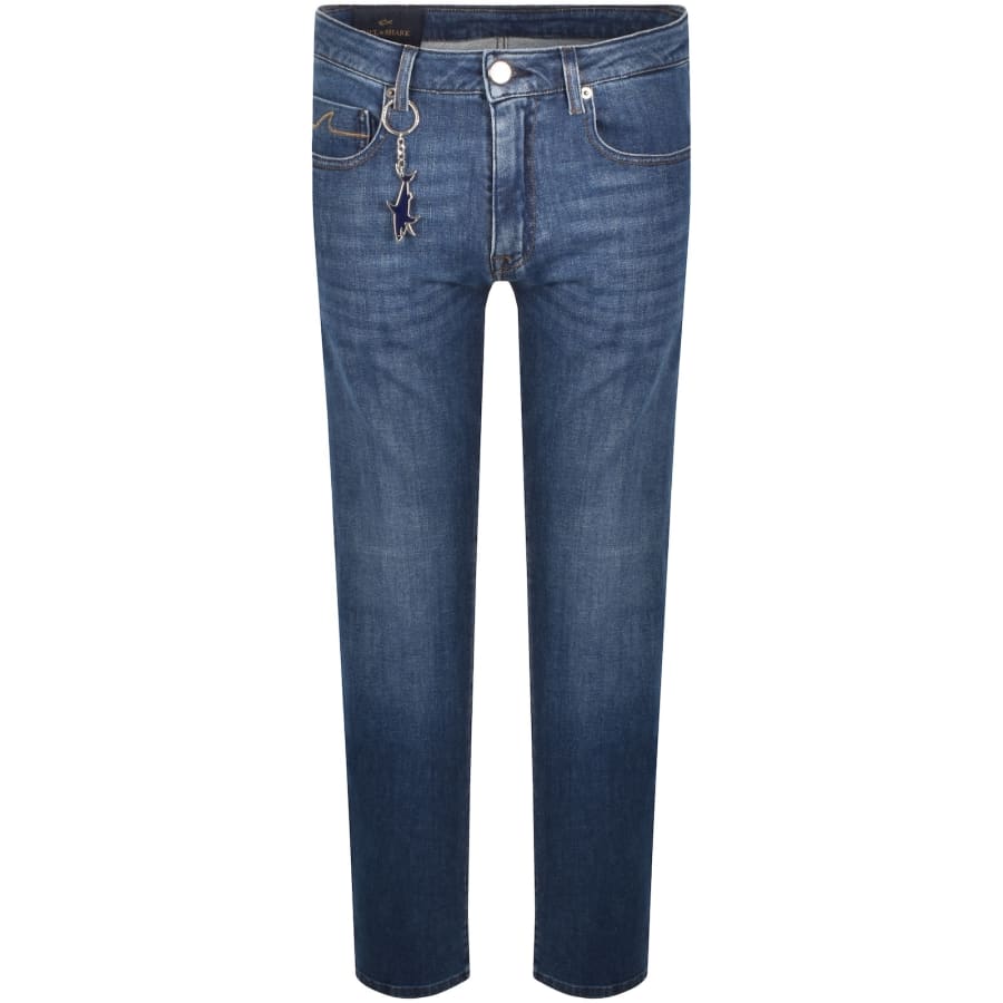 Image number 2 for Paul And Shark Winter Stretch Jeans Mid Wash Blue