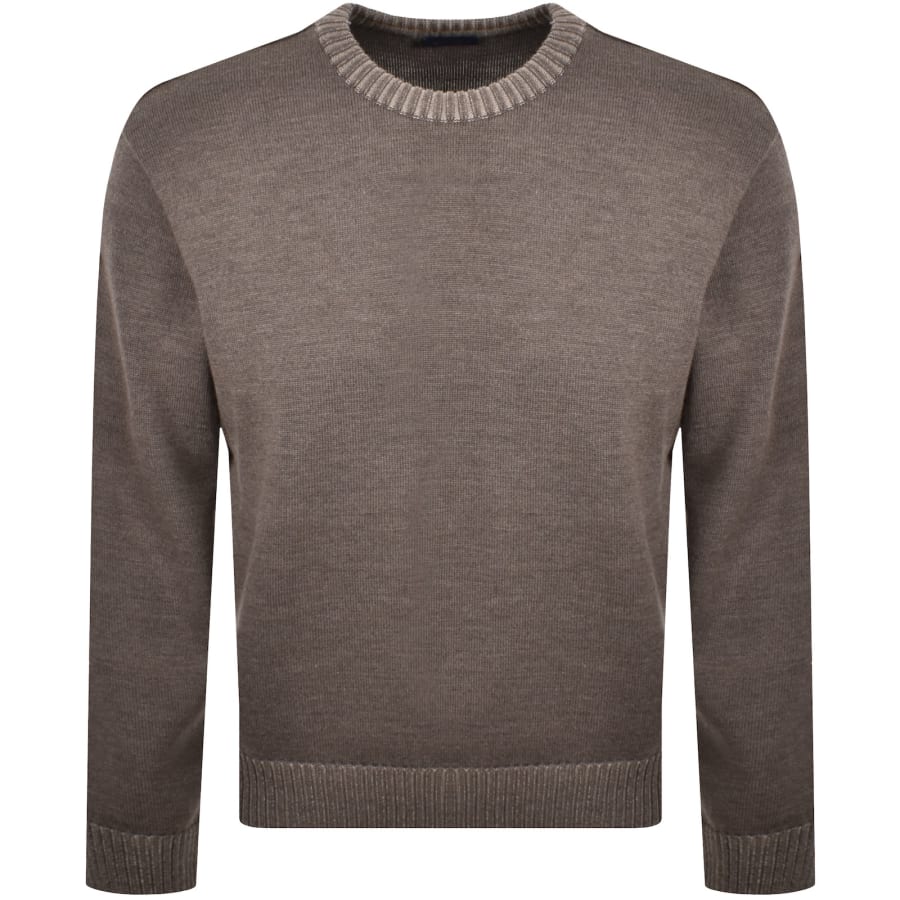 Image number 2 for Paul And Shark Moon Badge Knit Jumper Brown