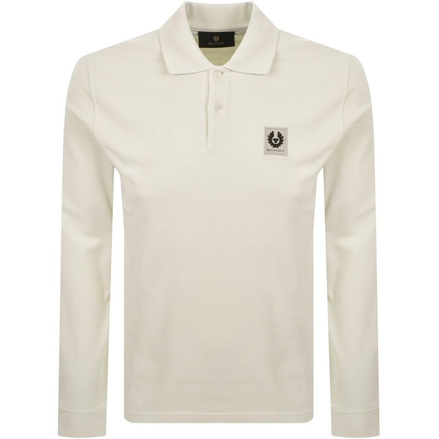 Image number 1 for Belstaff Long Sleeve Polo T Shirt Silver Birch