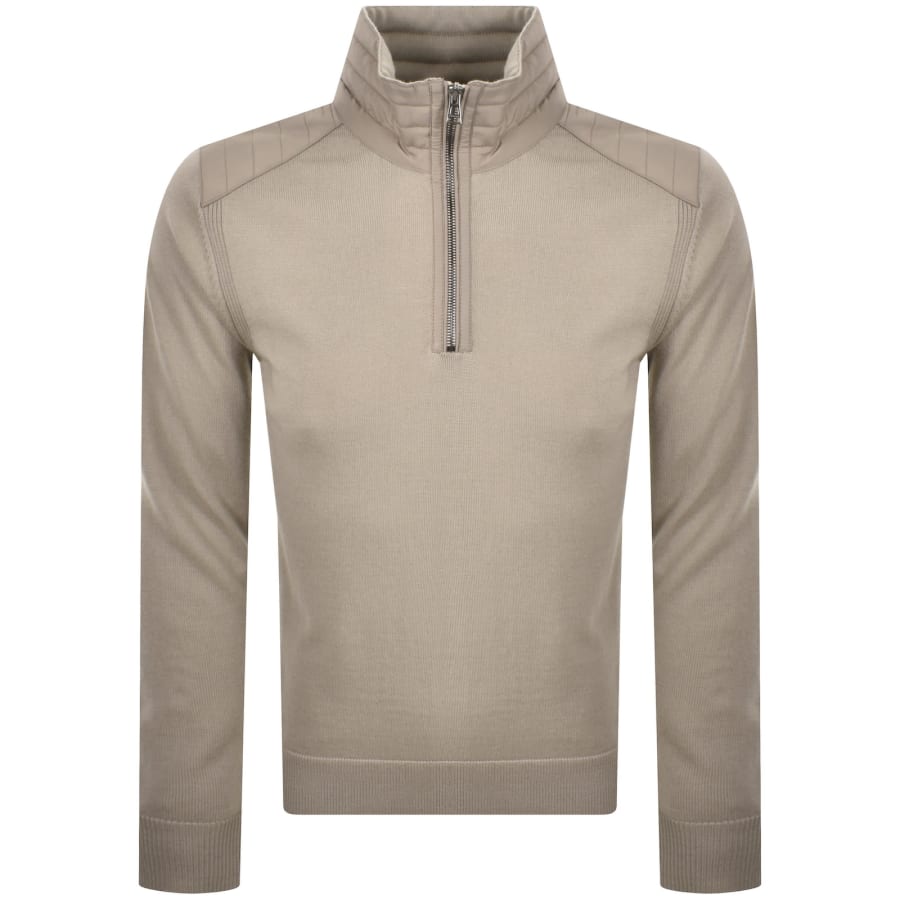 Image number 2 for Belstaff Kilmington Quarter Zip Jumper Beige