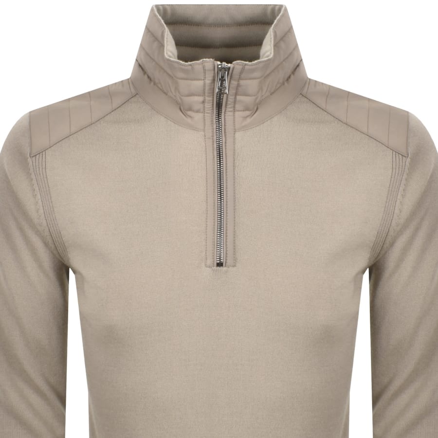 Image number 3 for Belstaff Kilmington Quarter Zip Jumper Beige
